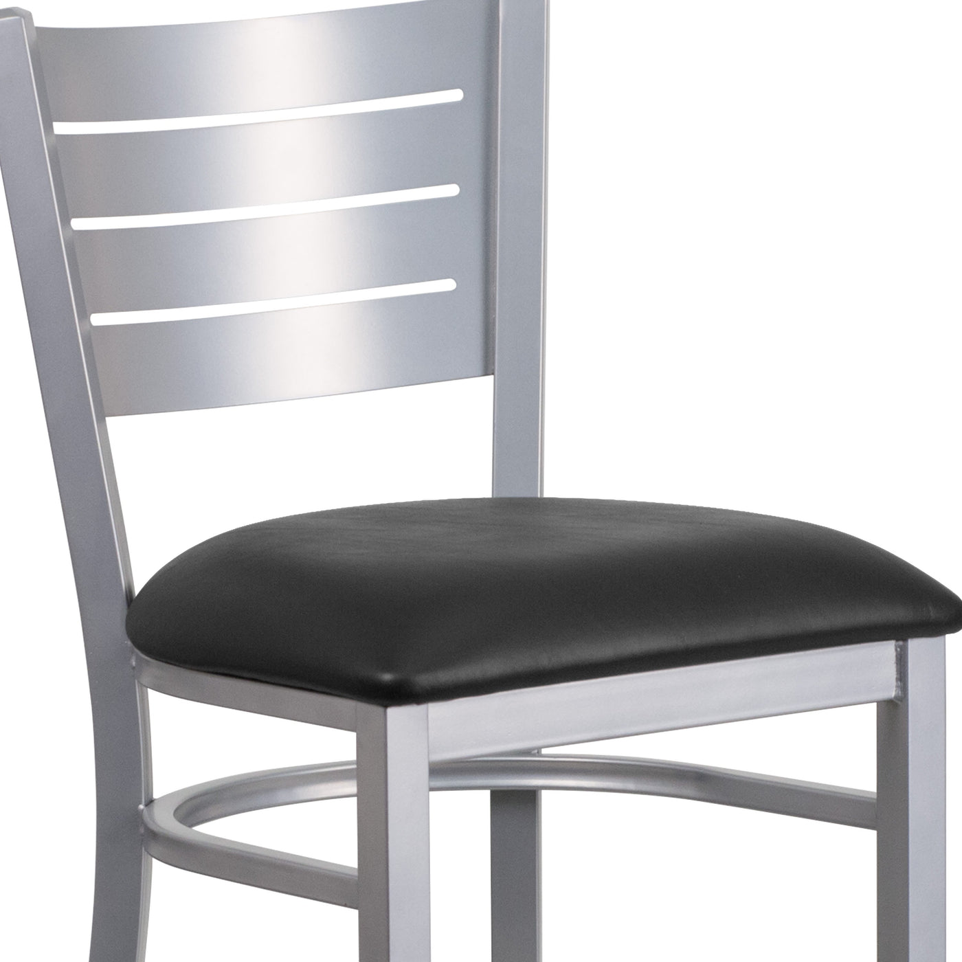 Silver Slat Back Metal Restaurant Barstool