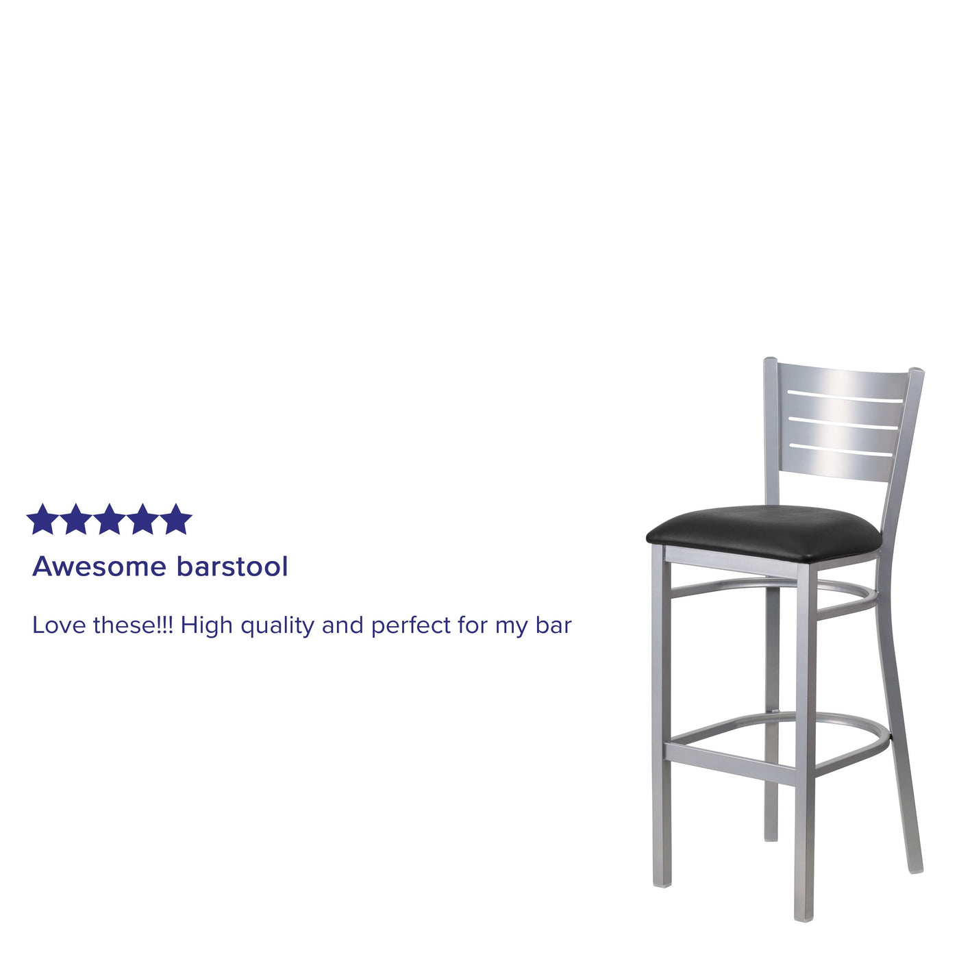 Silver Slat Back Metal Restaurant Barstool