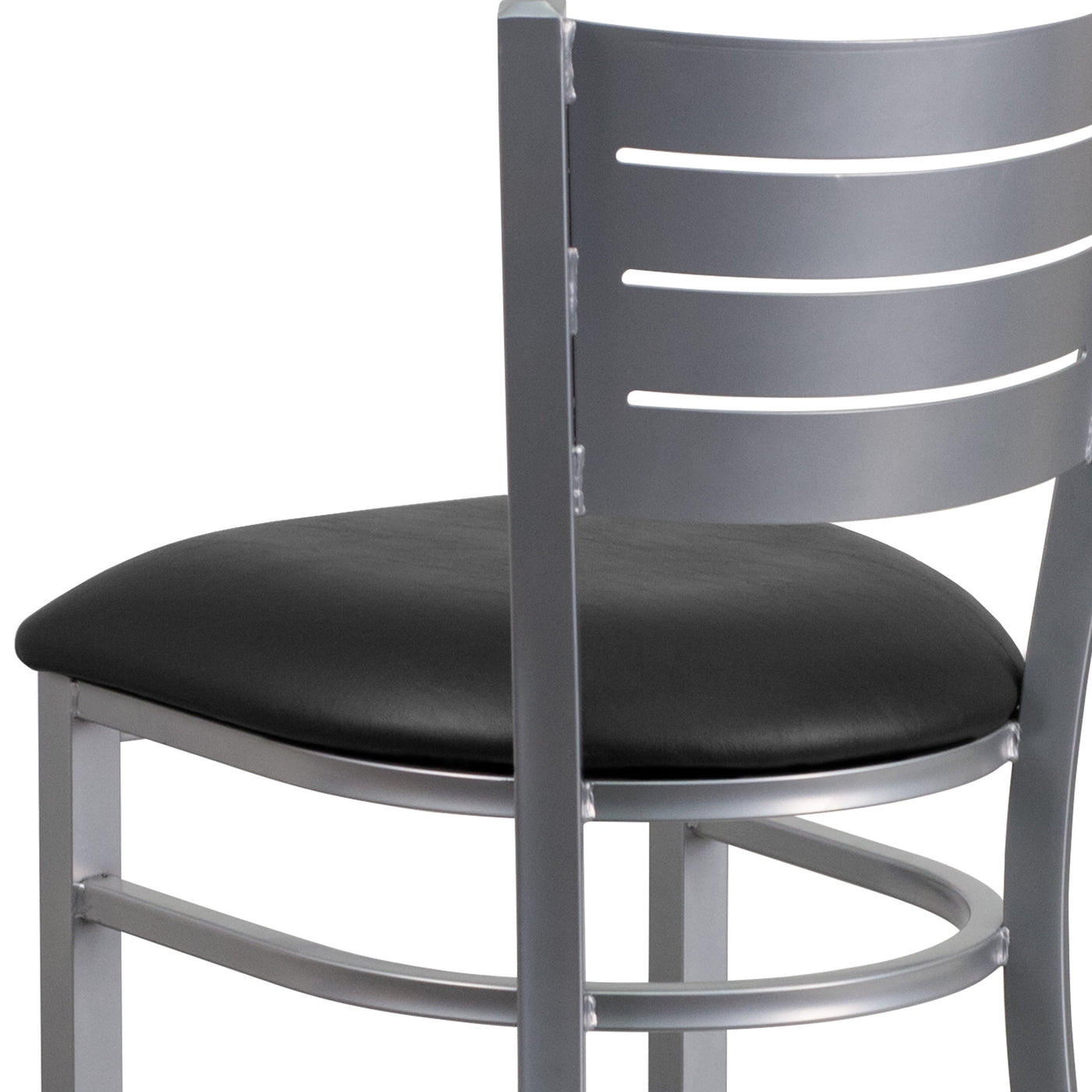 Silver Slat Back Metal Restaurant Barstool