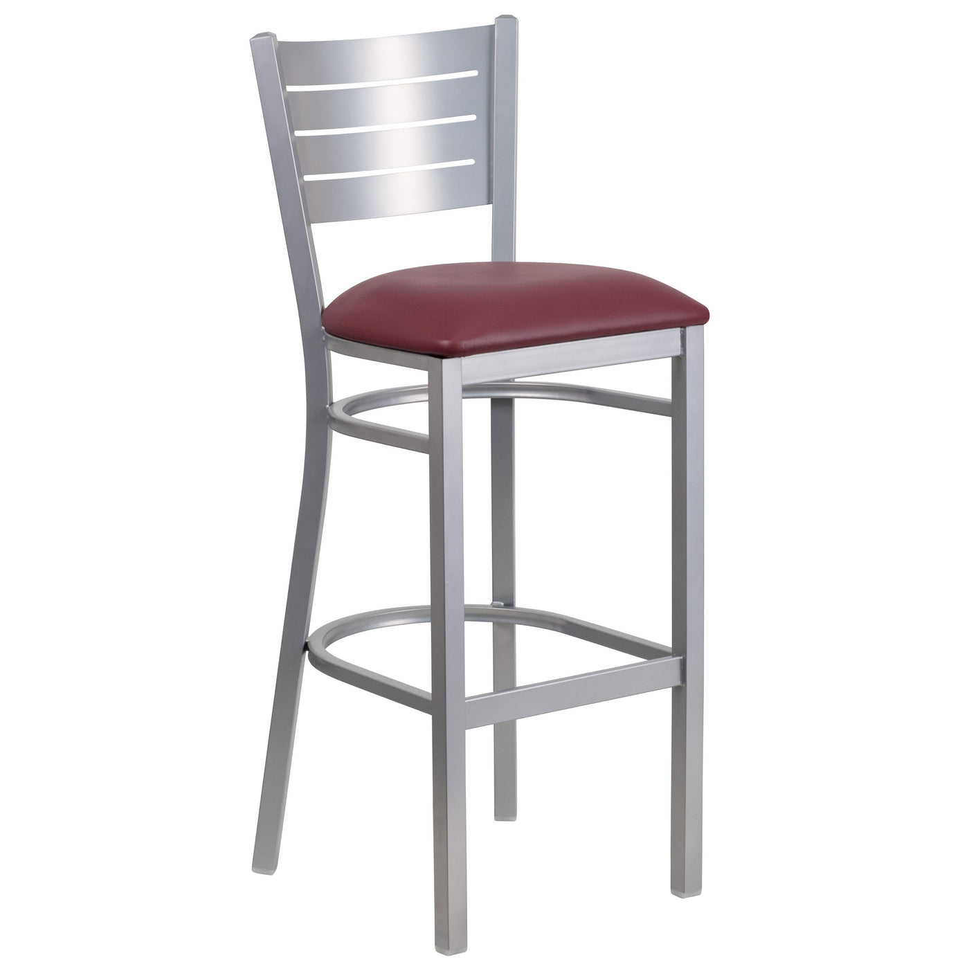 Silver Slat Back Metal Restaurant Barstool