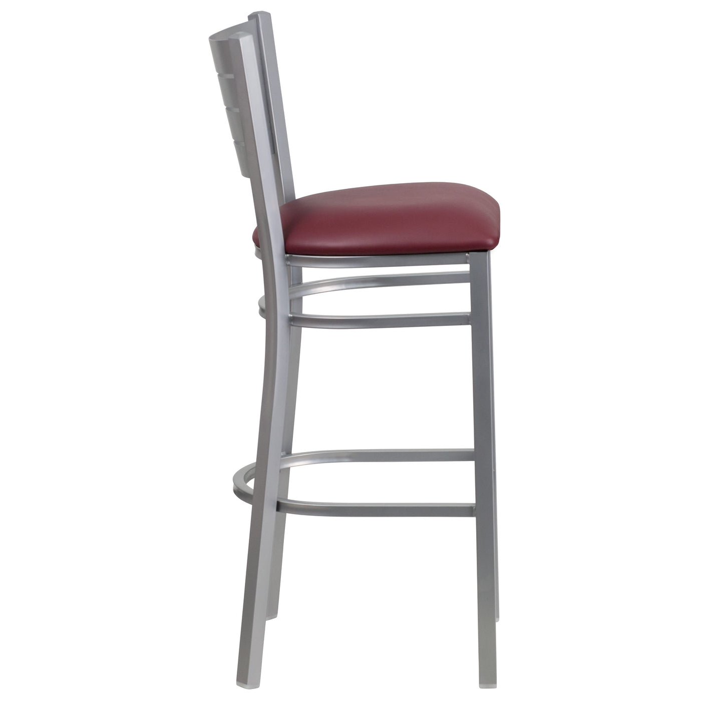 Silver Slat Back Metal Restaurant Barstool