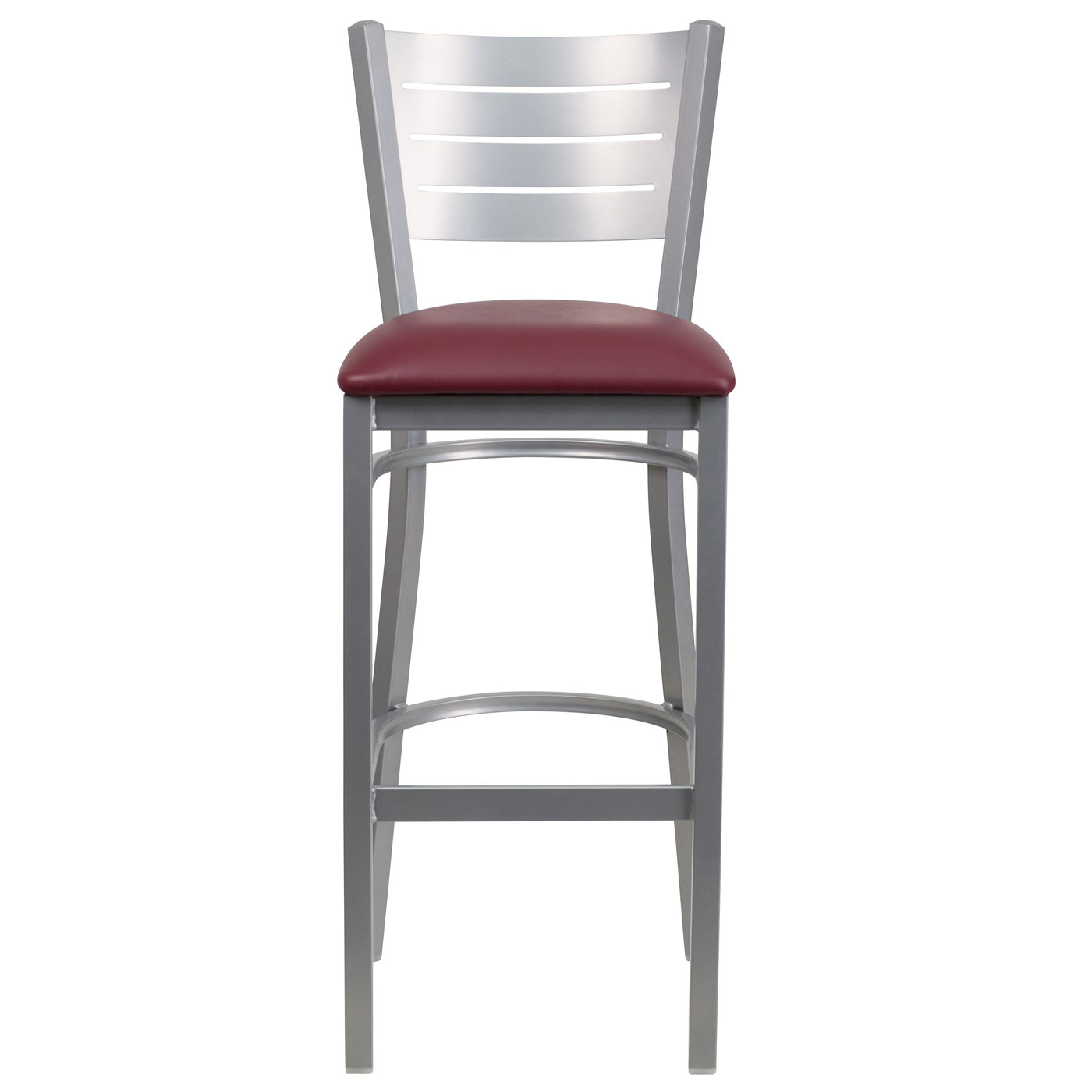 Silver Slat Back Metal Restaurant Barstool