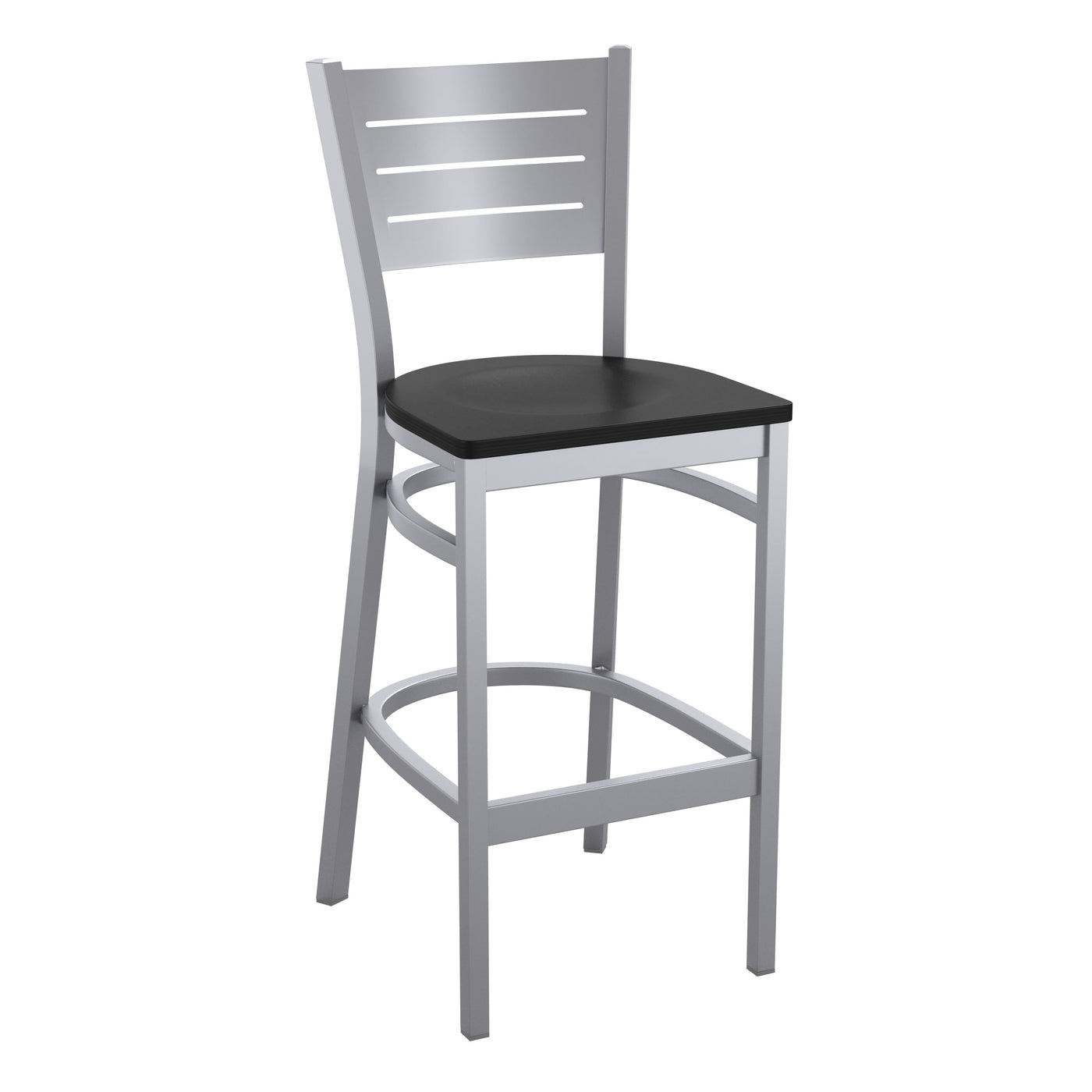 Silver Slat Back Metal Restaurant Barstool