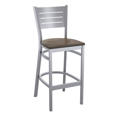 Silver Slat Back Metal Restaurant Barstool