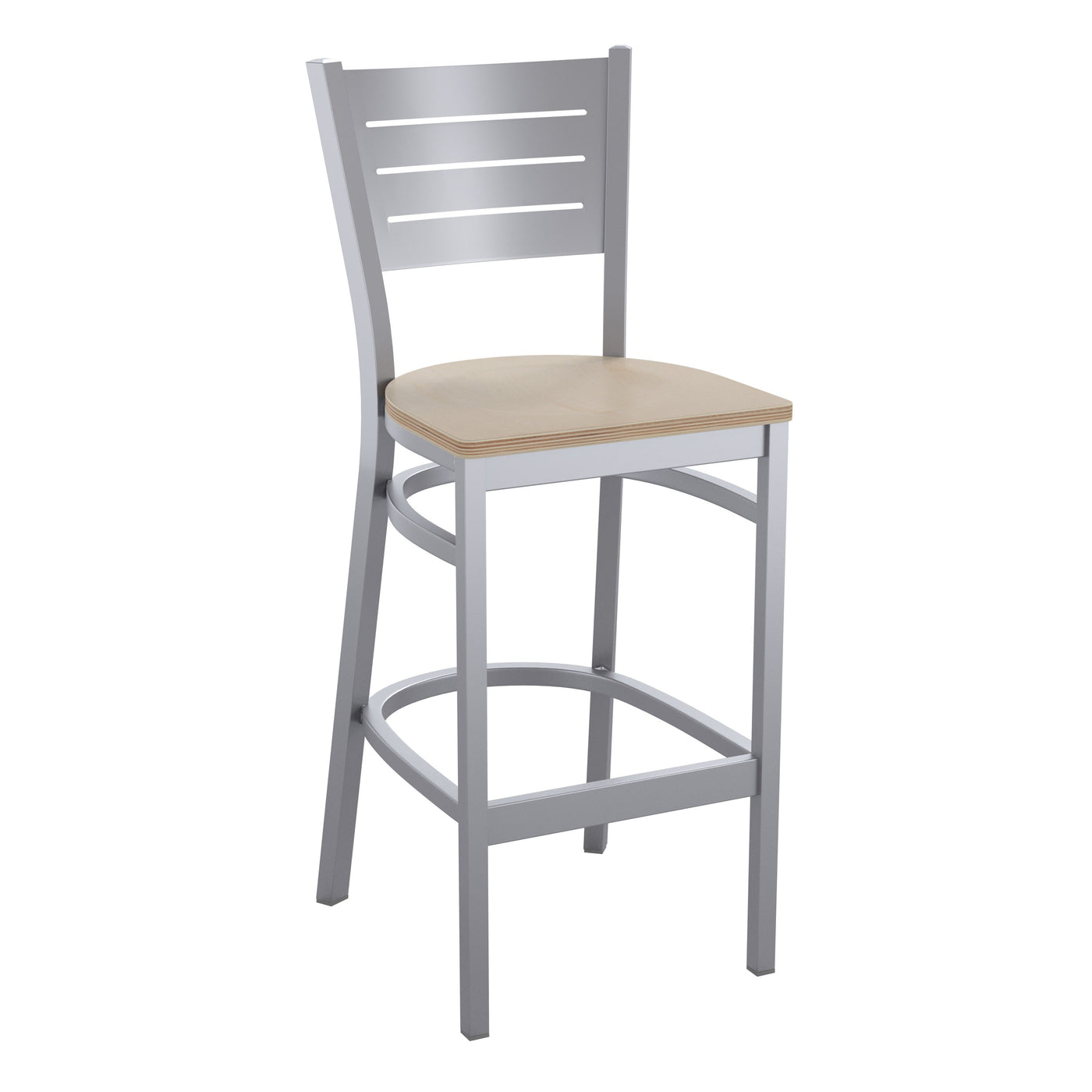 Silver Slat Back Metal Restaurant Barstool