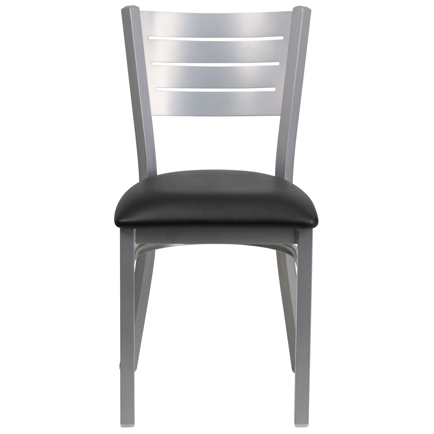 Silver Slat Back Metal Restaurant Chair