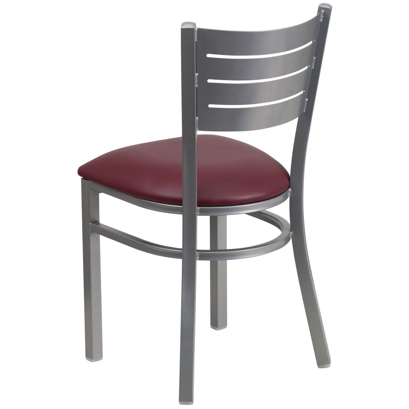 Silver Slat Back Metal Restaurant Chair