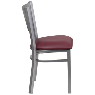 Silver Slat Back Metal Restaurant Chair