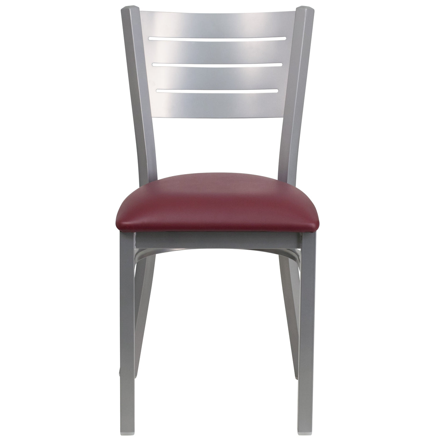 Silver Slat Back Metal Restaurant Chair