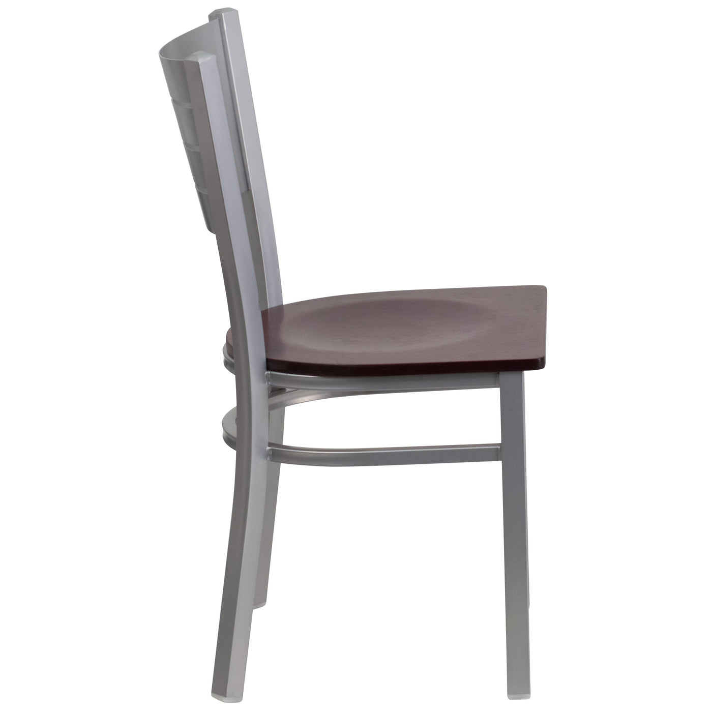 Silver Slat Back Metal Restaurant Chair