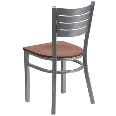 Silver Slat Back Metal Restaurant Chair