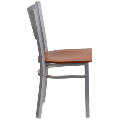 Silver Slat Back Metal Restaurant Chair