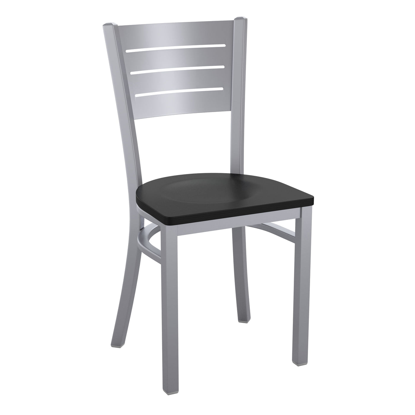 Silver Slat Back Metal Restaurant Chair