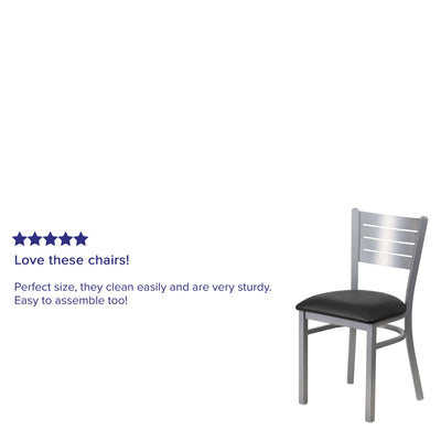 Silver Slat Back Metal Restaurant Chair