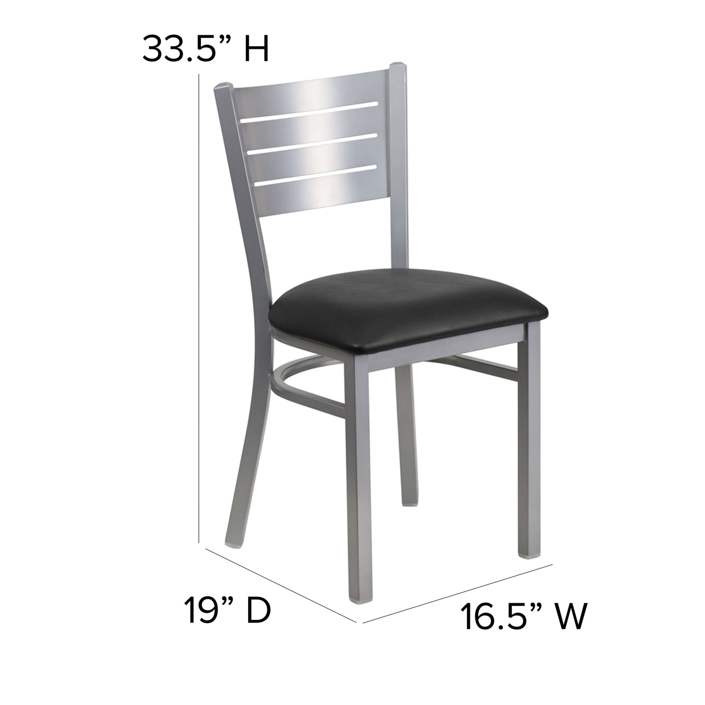 Silver Slat Back Metal Restaurant Chair