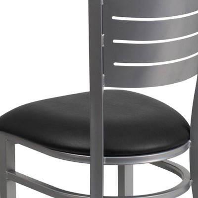 Silver Slat Back Metal Restaurant Chair