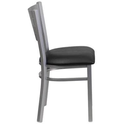 Silver Slat Back Metal Restaurant Chair