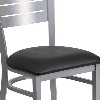 Silver Slat Back Metal Restaurant Chair