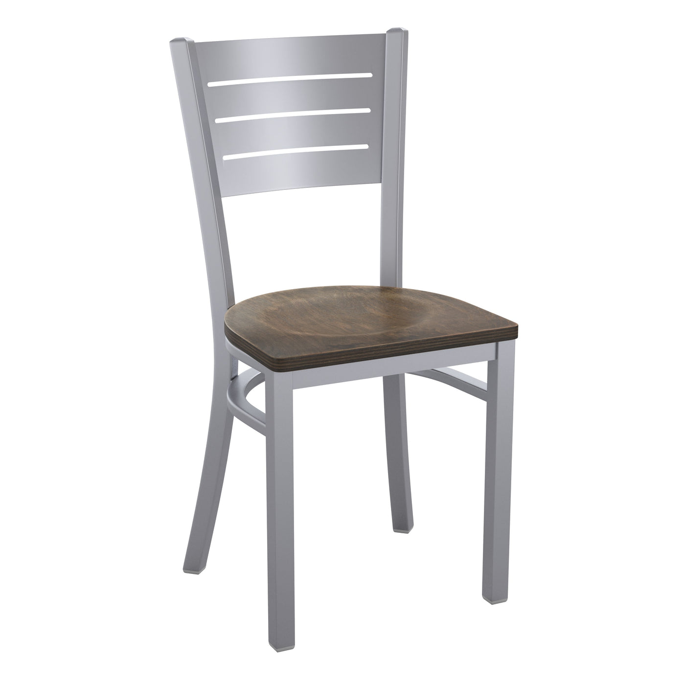 Silver Slat Back Metal Restaurant Chair