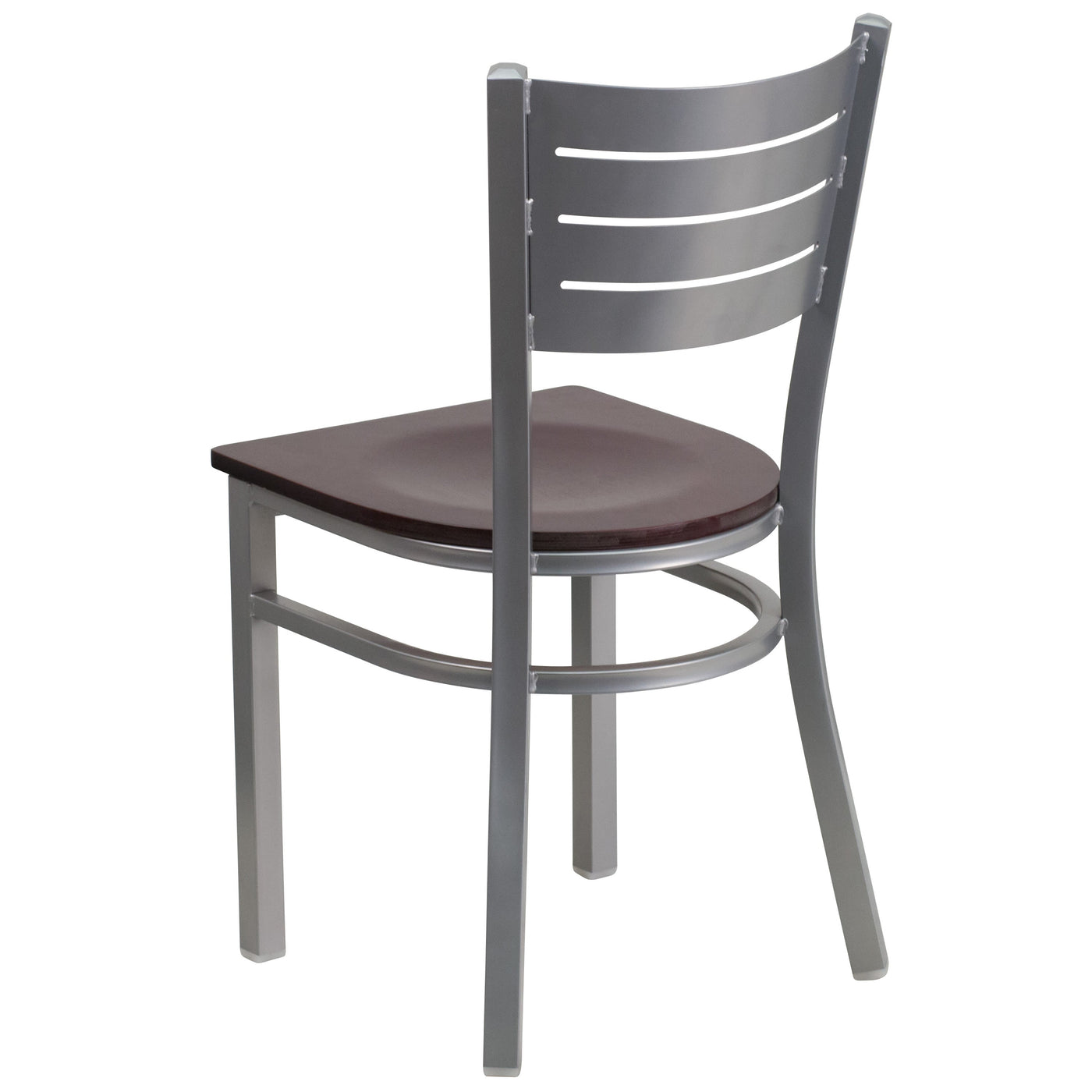 Silver Slat Back Metal Restaurant Chair