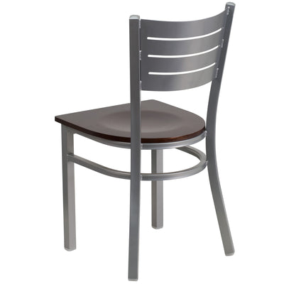 Silver Slat Back Metal Restaurant Chair