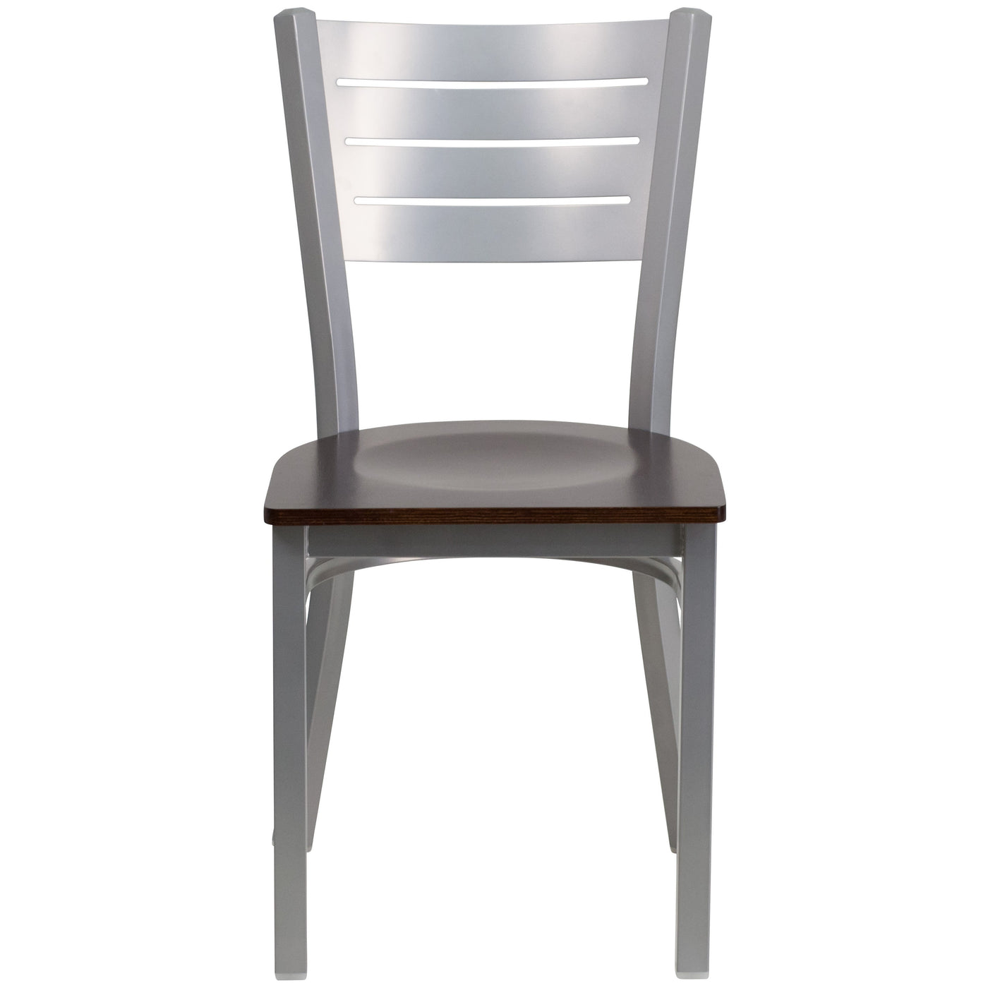 Silver Slat Back Metal Restaurant Chair