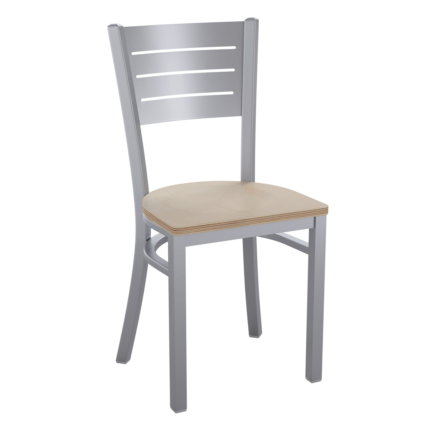 Silver Slat Back Metal Restaurant Chair