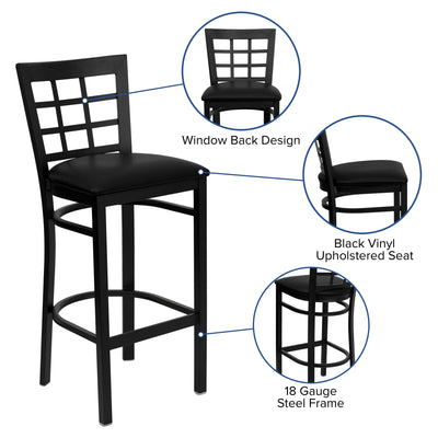 Window Back Metal Restaurant Barstool